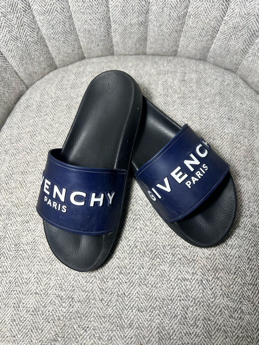 Givenchy Navy and Black Men's Logo Slide Sandals OBO